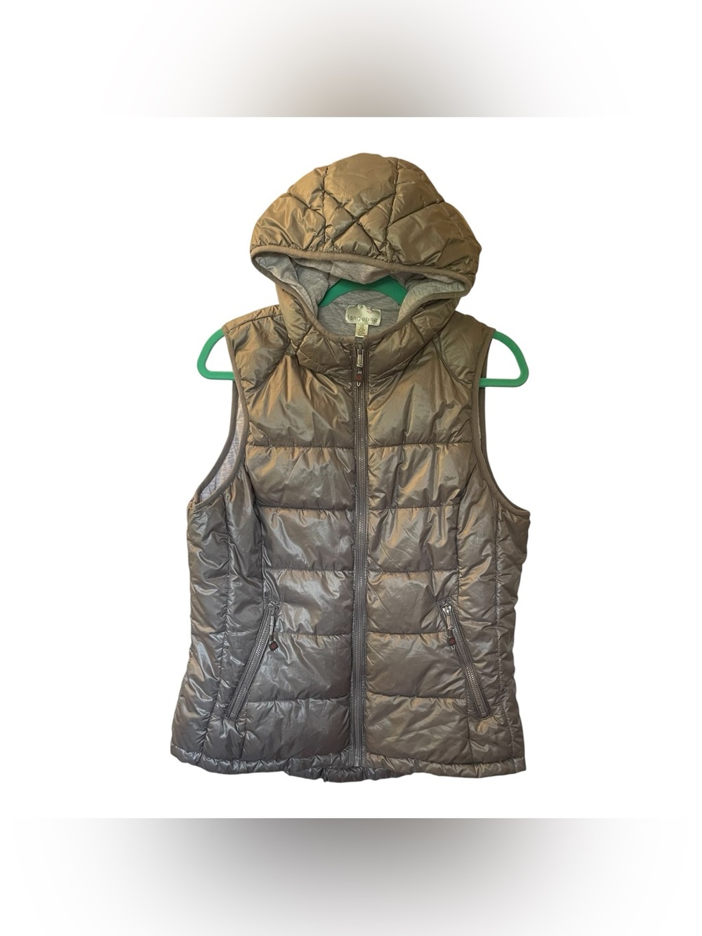 Tangerine Vest Womens Lg Outdoor Lightweight Zip Up Puffer Metallic Gray Fall